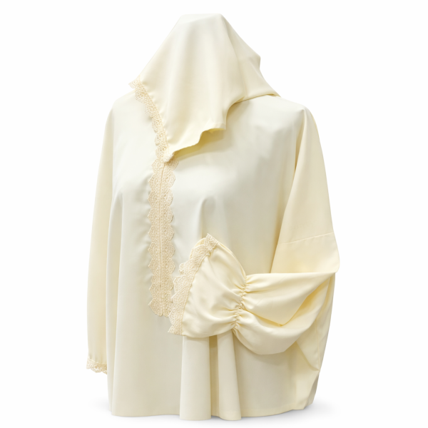 ملابس صلاة متصلة باللون البيج مطوية بخامة ناعمة