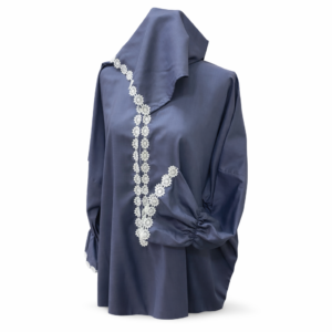 ملابس صلاة نسائية قطنية باللون الرصاصي مع قبعة محصلة